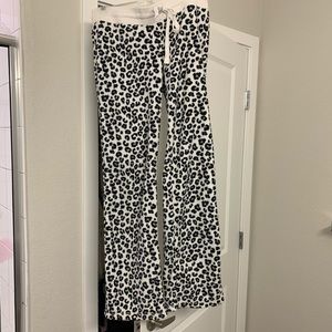 Fuzzy leopard pajama pants